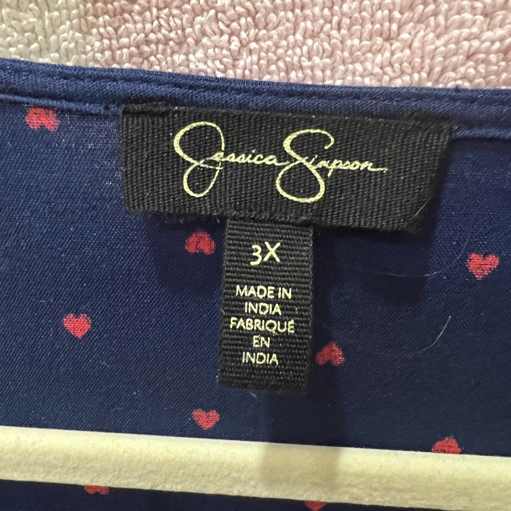 Jessica Simpson Navy Blue Blouse with Red Hearts